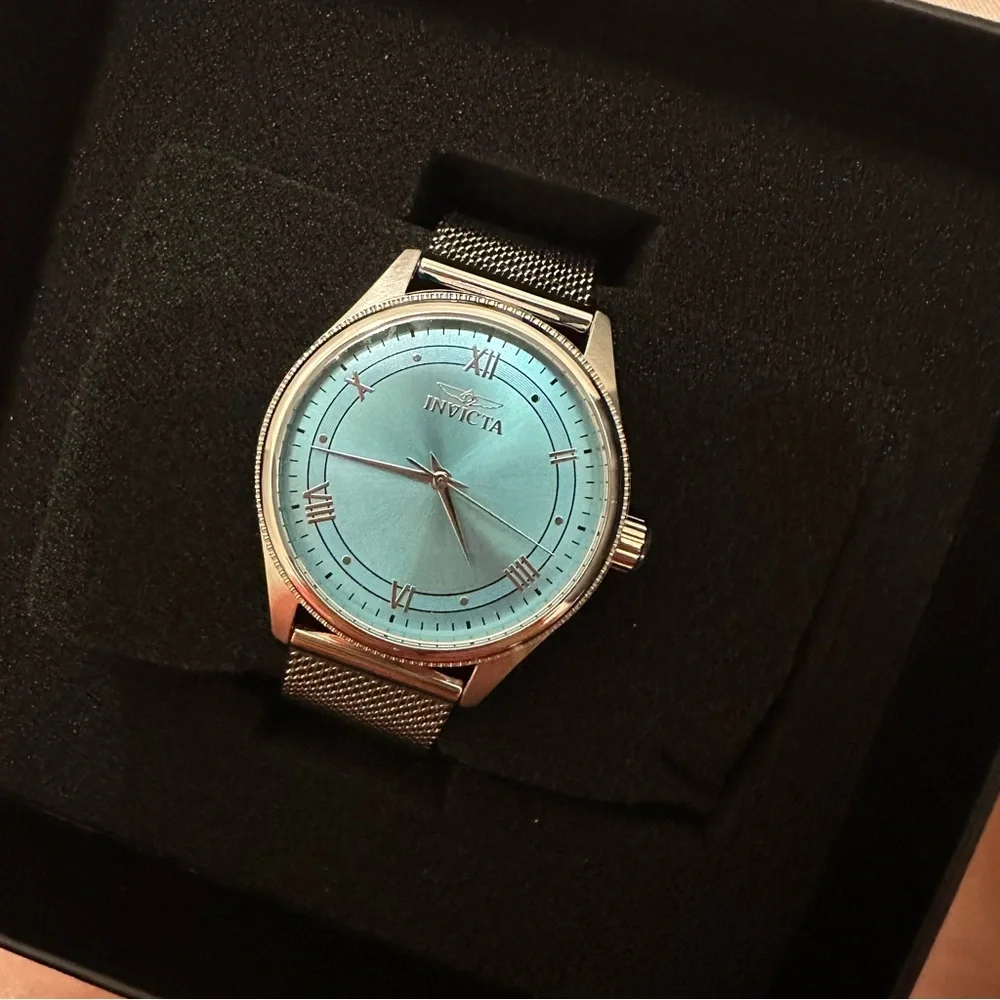 Invicta Celestial 48487 Women's 36mm Light Blue Dial Silver Mesh Watch NIB